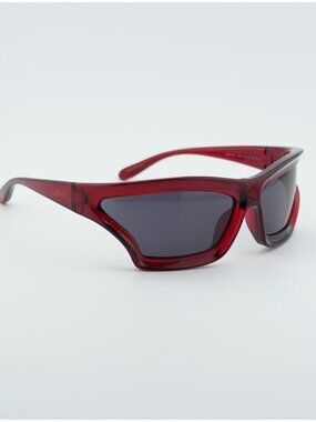 Loewe LW40143U 66A Sunglasses Shiny Red Rectangle Frame, Grey Lenses